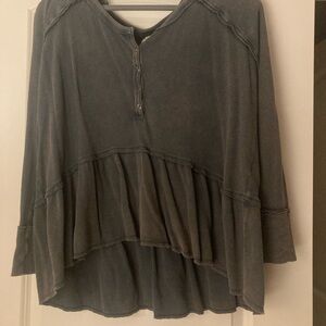 Women's Gray Ruffled Top